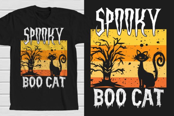 Spooky Boo Cat Halloween Cat Design for Print on Demand